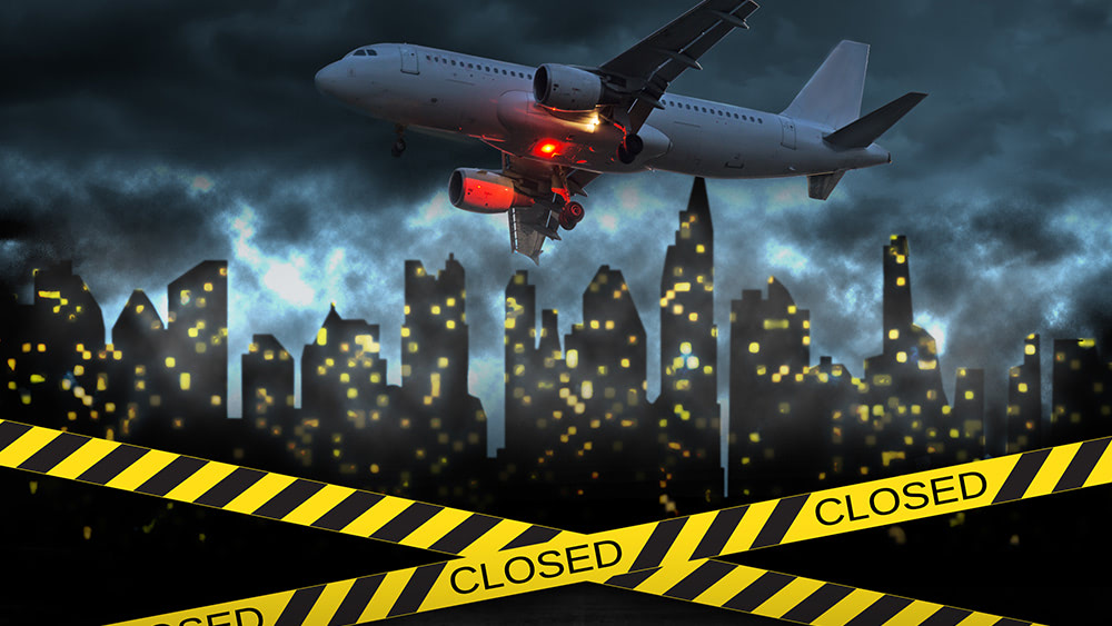Coronavirus-Plane-City-Closed-Quarantine-Tape