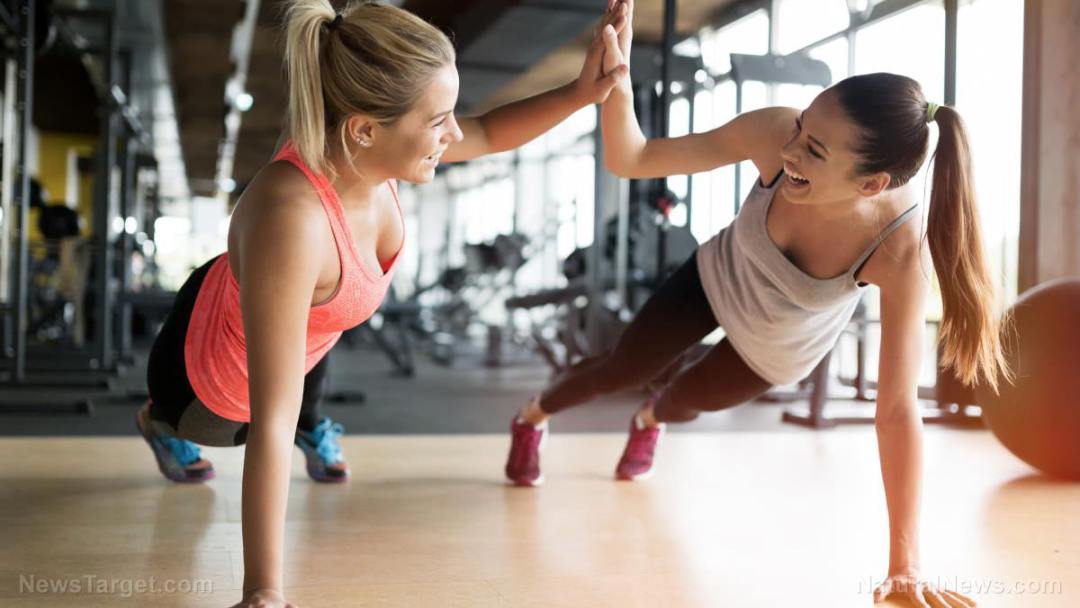 Gym-Fit-Women-Exercise-Happy-Together-Coach