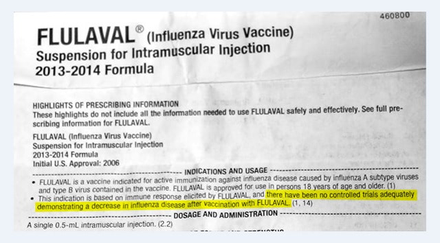 Flu shot hoax admitted: "No controlled trials demonstrating a decrease in influenza"