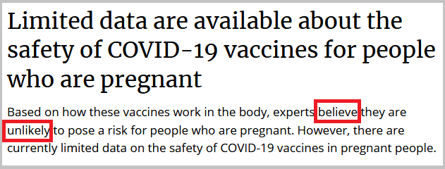 CDC believe pregnant