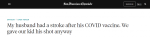 My husband had a stroke after his covid vaccine