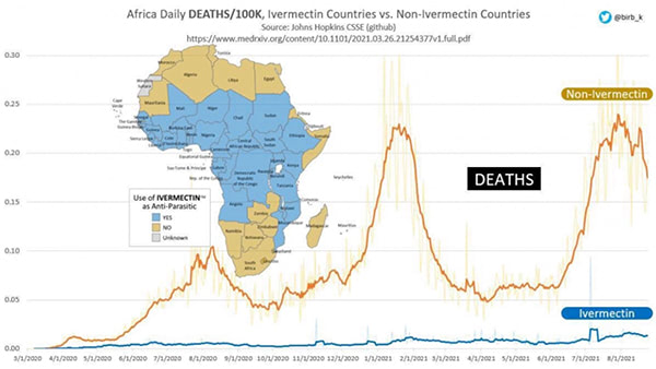 Africa Daily Deaths Ivermectin Vs Non-Ivermectin